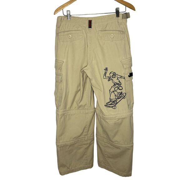 JNCO Pants - JNCO Jeans Khaki Cream Cargo Pants  Wide Leg Skater Raver Y2K Vintage 90s Sz. 18